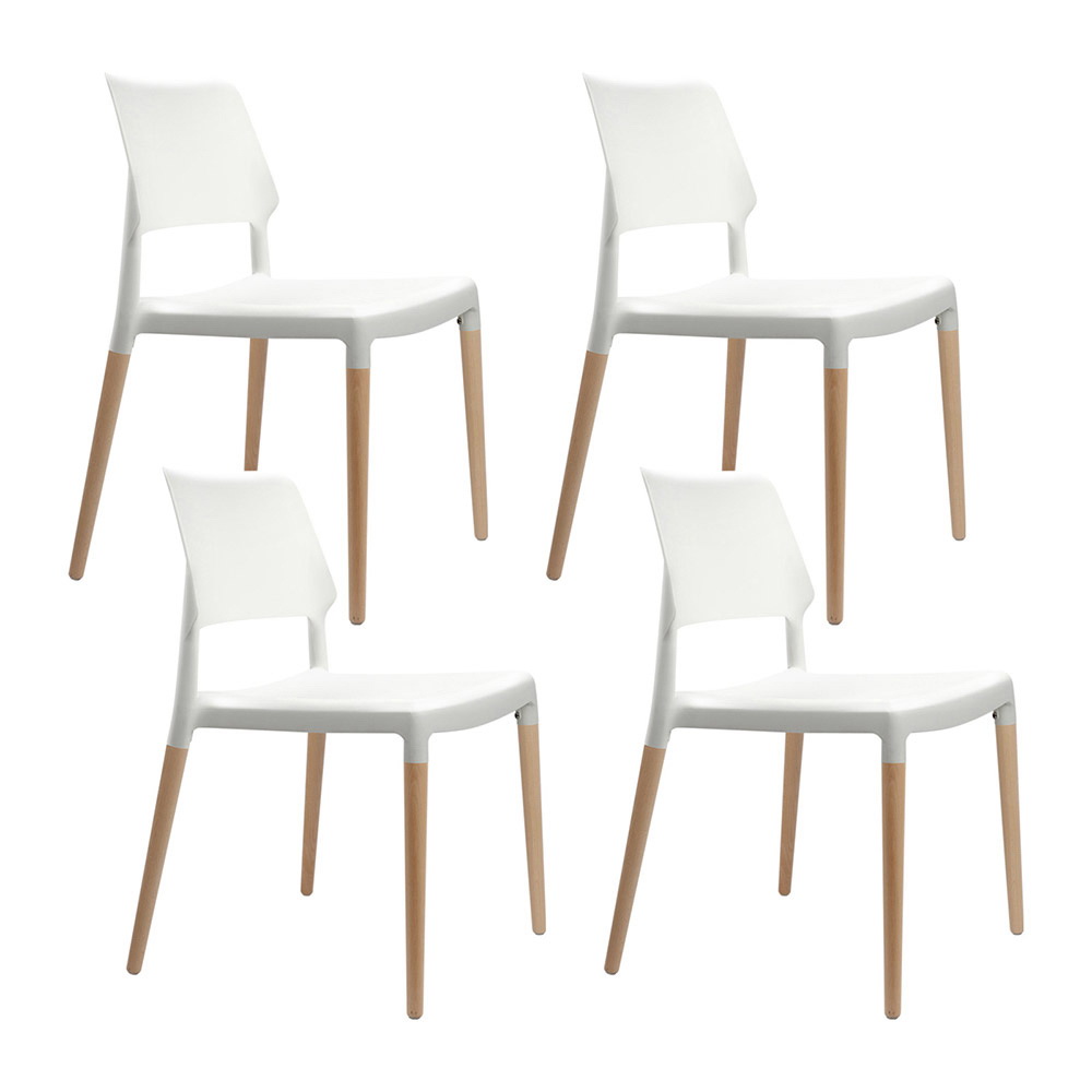 Artiss Belloch Stackable Dining Chairs, Set of 4, White