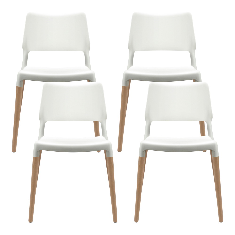 Artiss Belloch Stackable Dining Chairs, Set of 4, White view 3