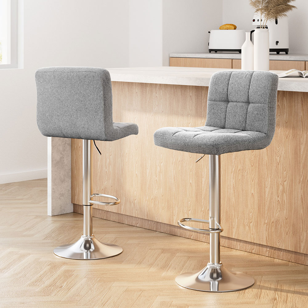 Artiss Bar Stools Gas Lift Fabric Grey