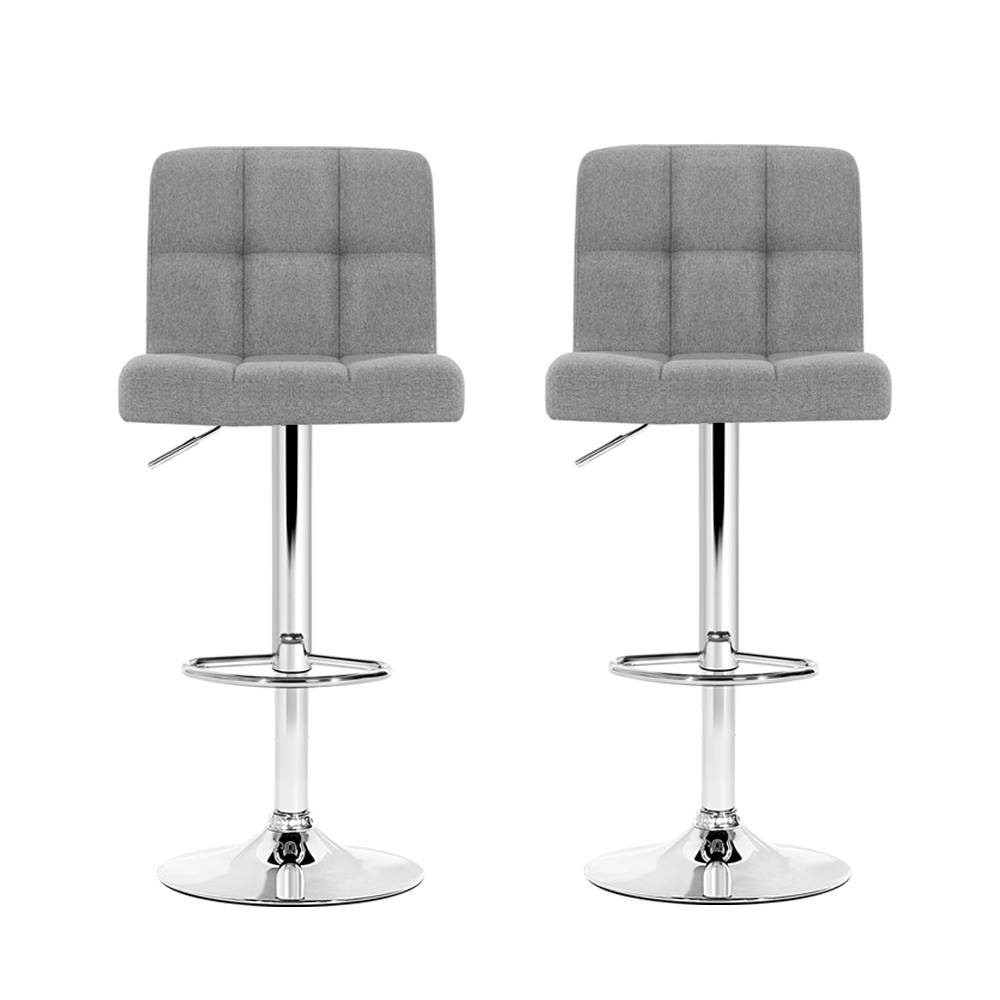 Artiss Bar Stools Gas Lift Fabric Grey view 3