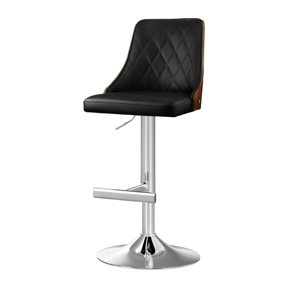 Artiss Bentwood Leather Bar Stool Black