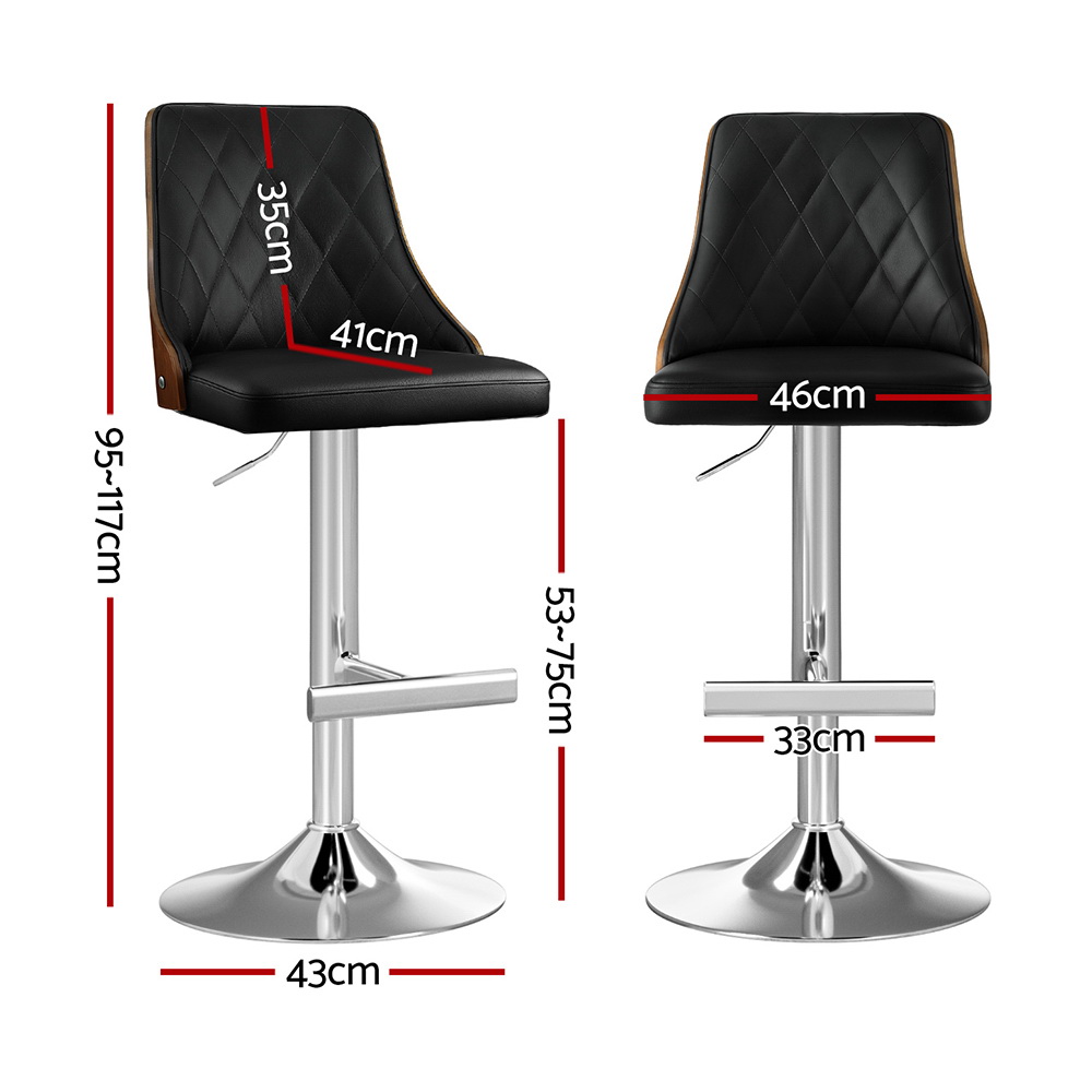 Artiss Bentwood Leather Bar Stool Black view 2