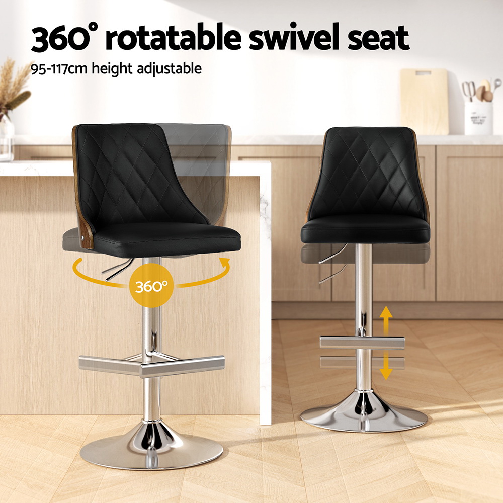 Artiss Bentwood Leather Bar Stool Black view 4
