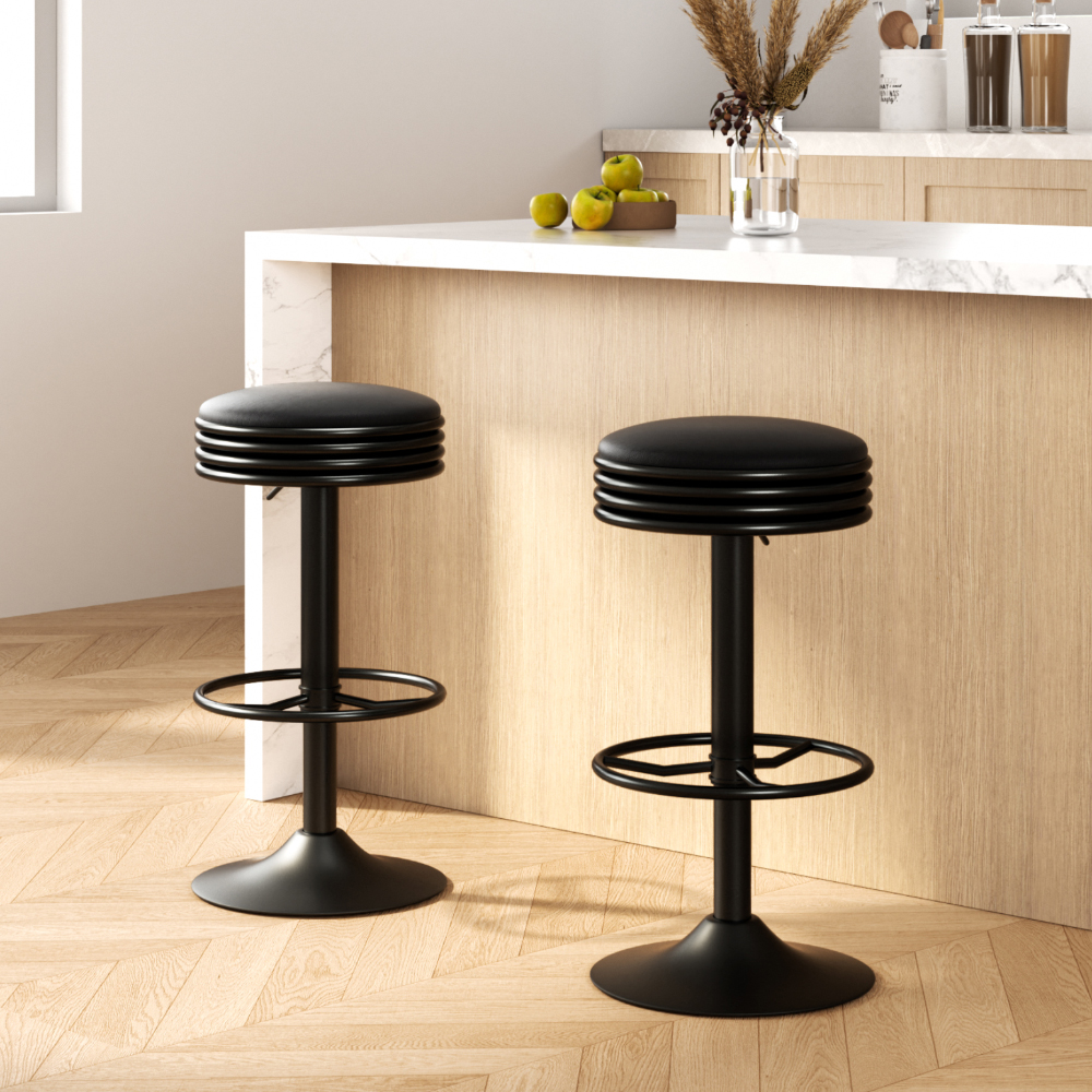 Artiss Bar Stools Gas Lift PU Leather Black