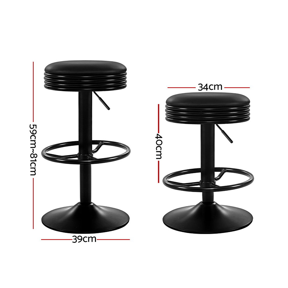 Artiss Bar Stools Gas Lift PU Leather Black view 2