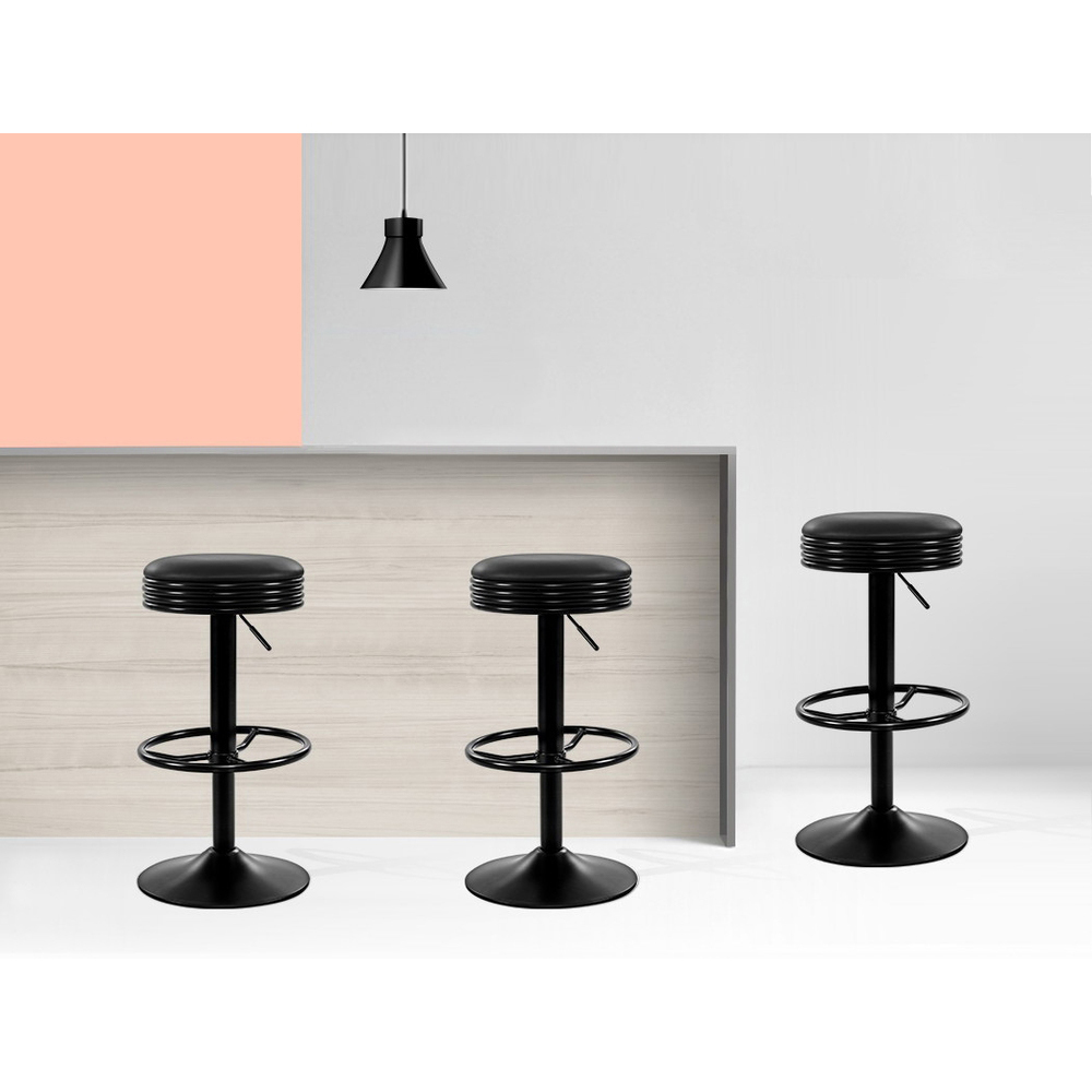 Artiss Bar Stools Gas Lift PU Leather Black view 5