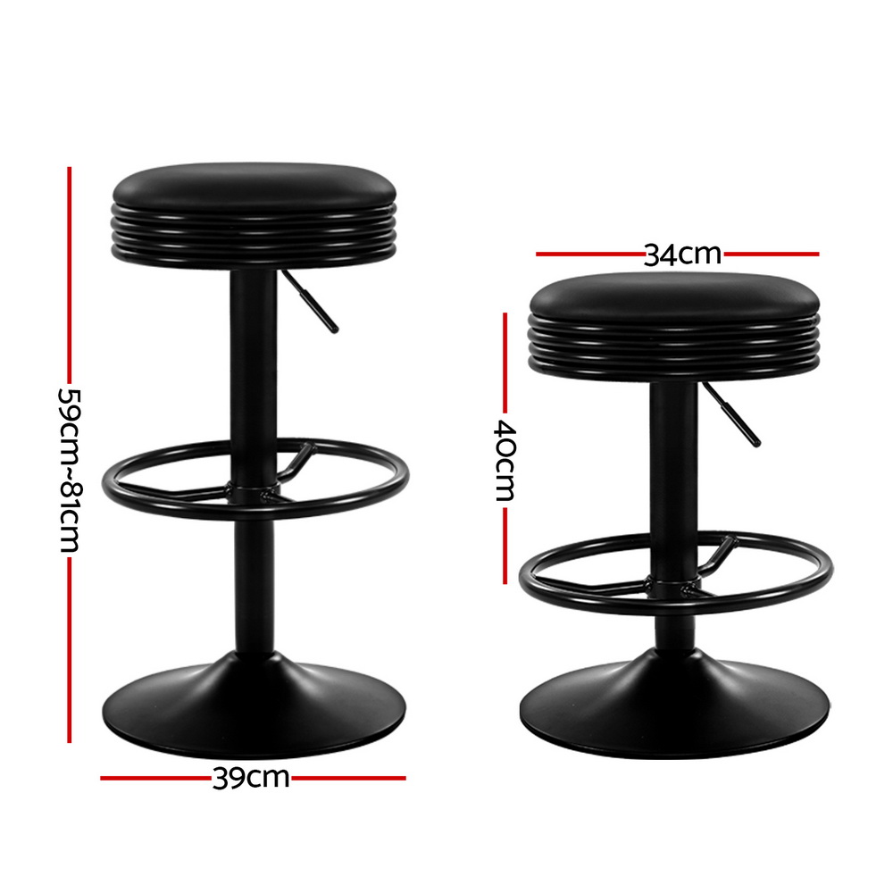 Artiss 4x Bar Stools Leather Padded Gas Lift Black view 2