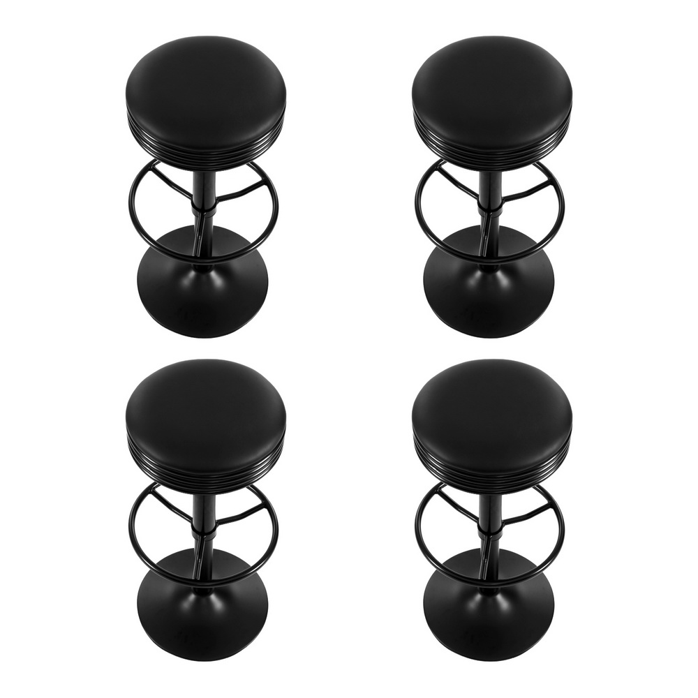 Artiss 4x Bar Stools Leather Padded Gas Lift Black view 3