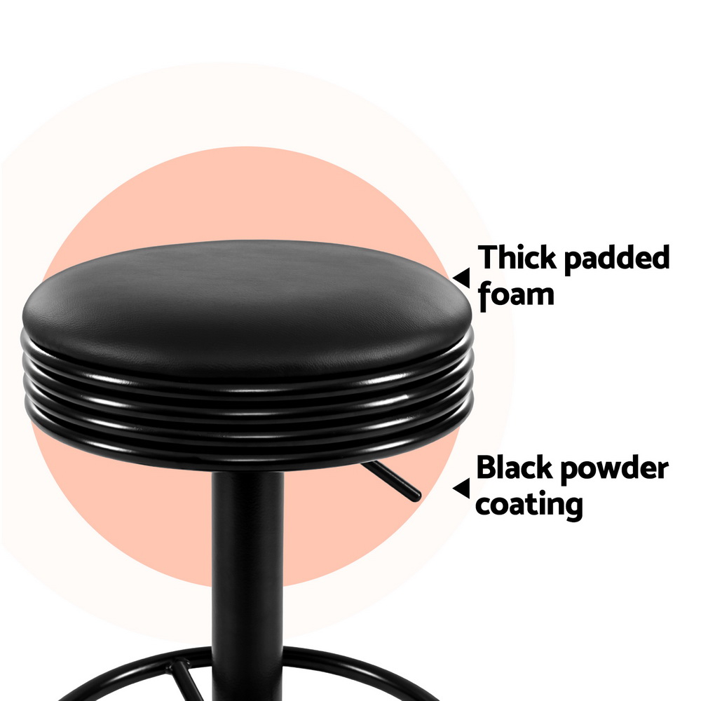 Artiss 4x Bar Stools Leather Padded Gas Lift Black view 5
