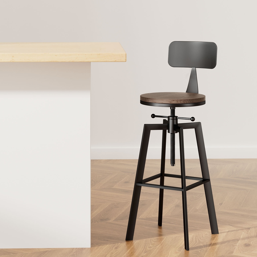 Artiss Vintage Wood Metal Bar Stools Swivel