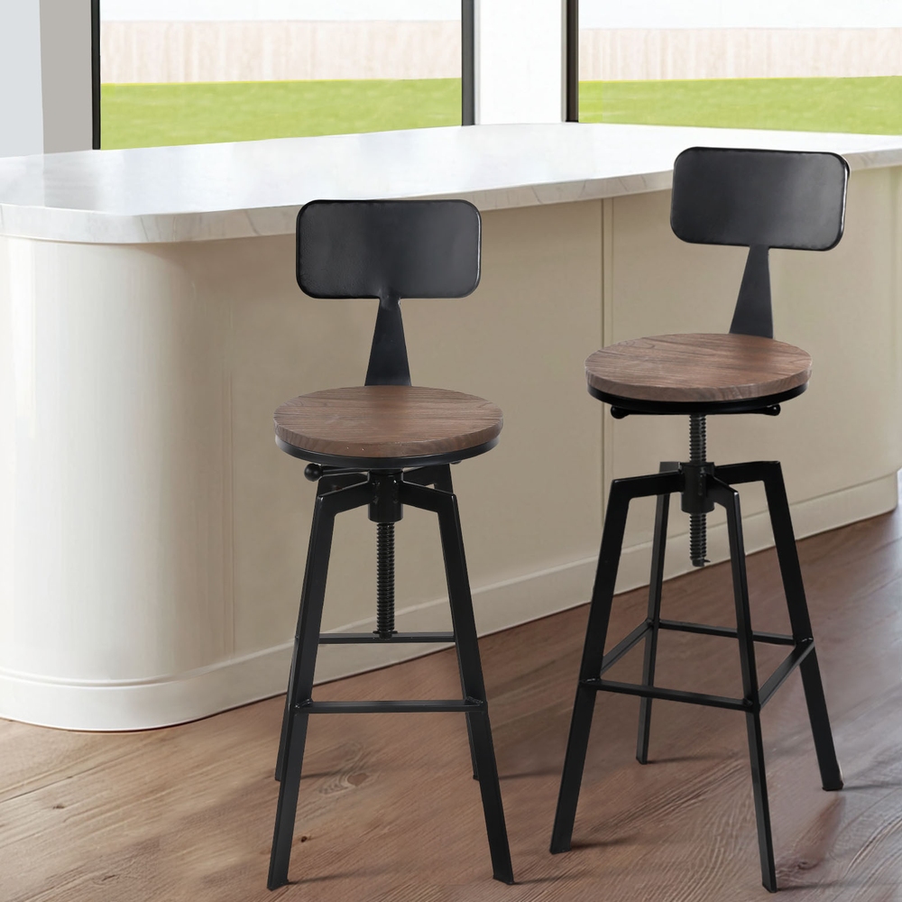 Artiss Angus 4x Wood Bar Stools with Backrest