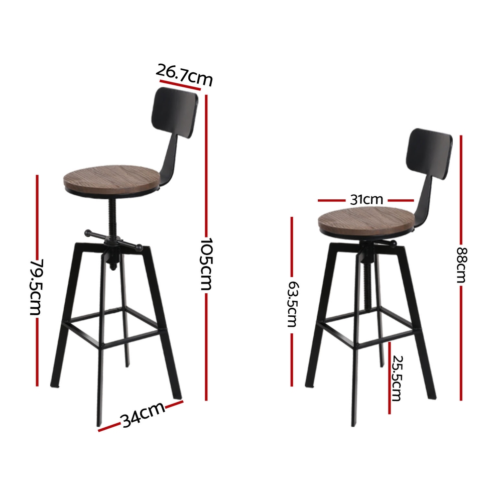Artiss Angus 4x Wood Bar Stools with Backrest view 2