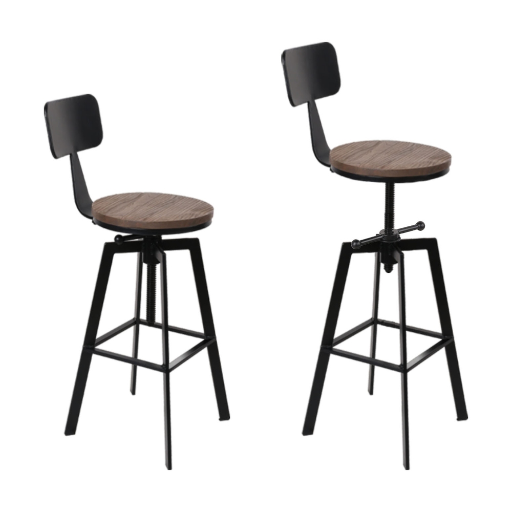 Artiss Angus 4x Wood Bar Stools with Backrest view 3