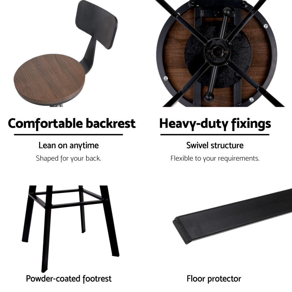Artiss Angus 4x Wood Bar Stools with Backrest view 4
