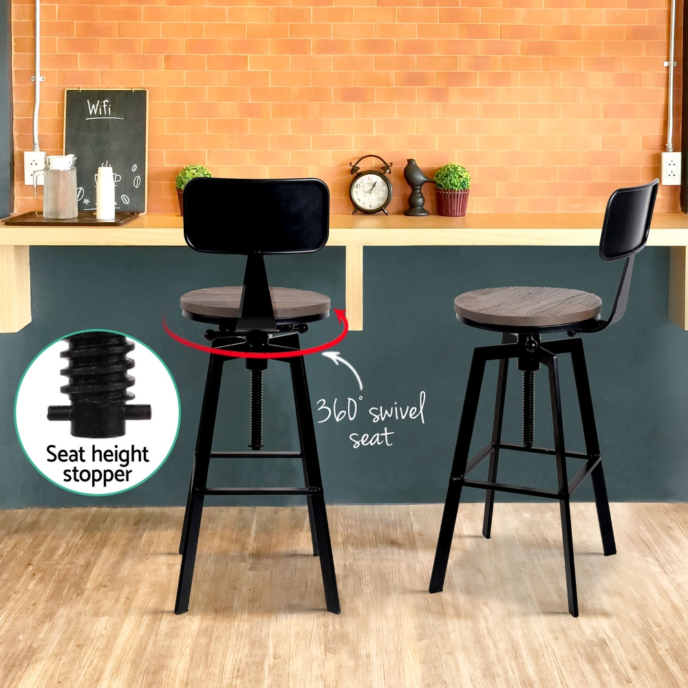 Artiss Angus 4x Wood Bar Stools with Backrest view 5