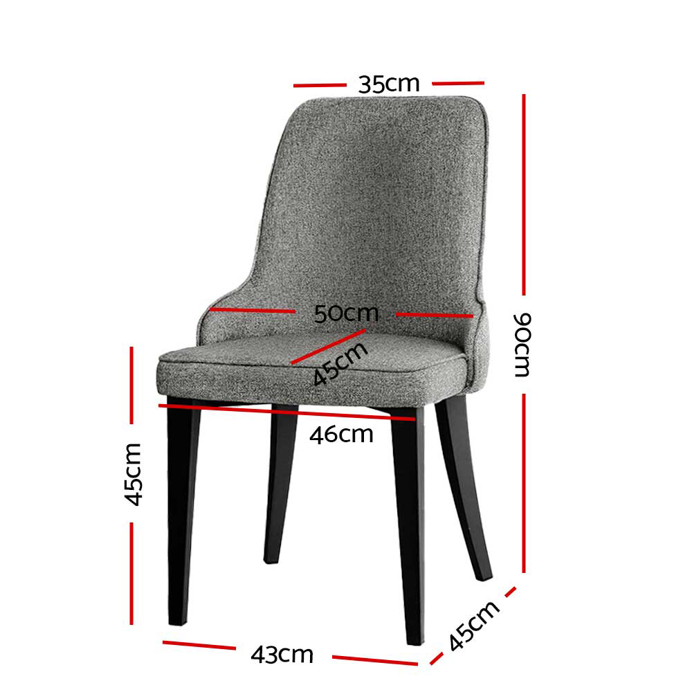 Artiss Fabric Dining Chairs, Single or Set of 2, Grey view 2