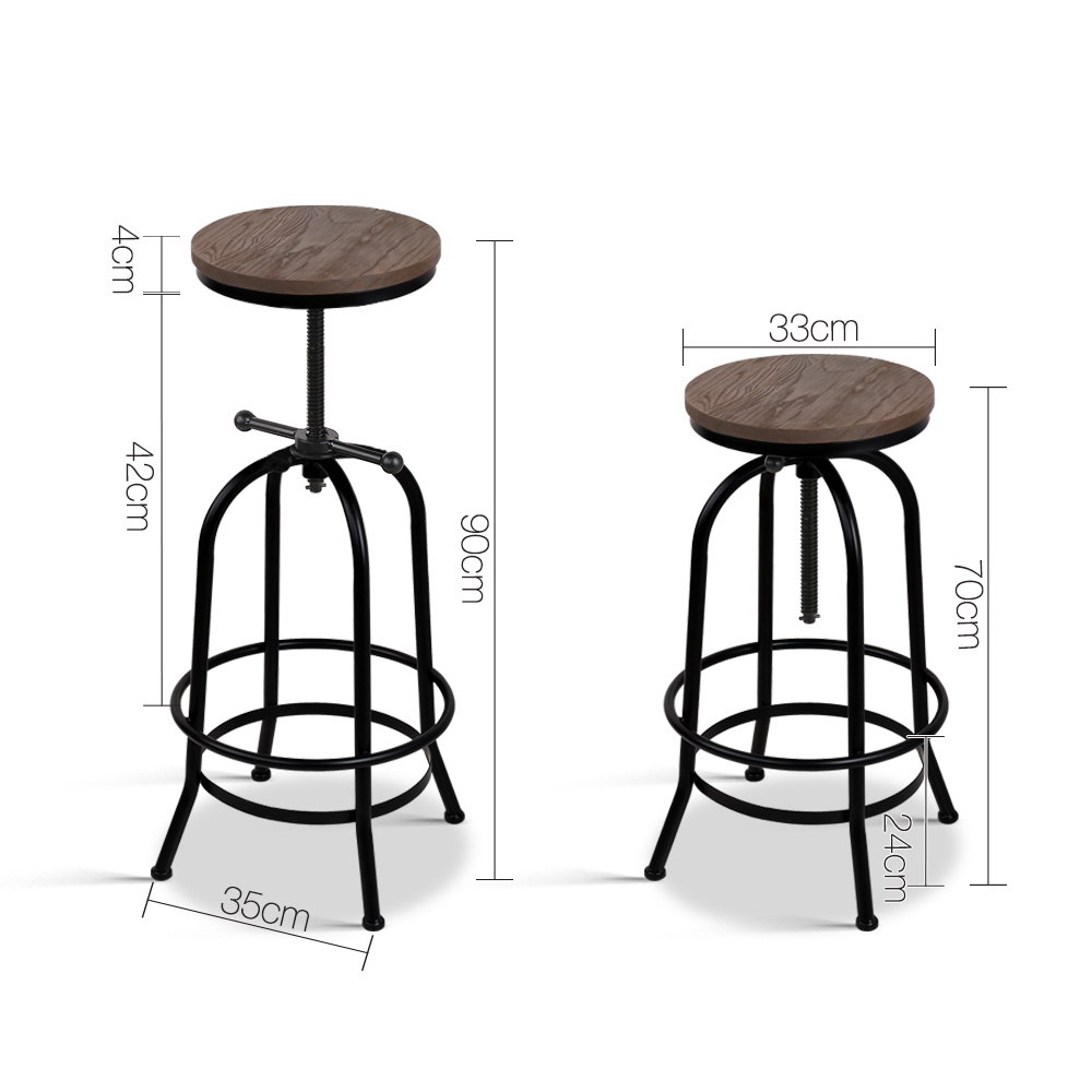 Artiss Angus Adjustable Wood Bar Stools view 2