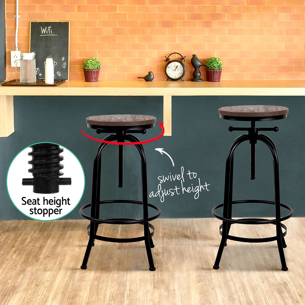 Artiss Angus Adjustable Wood Bar Stools view 5