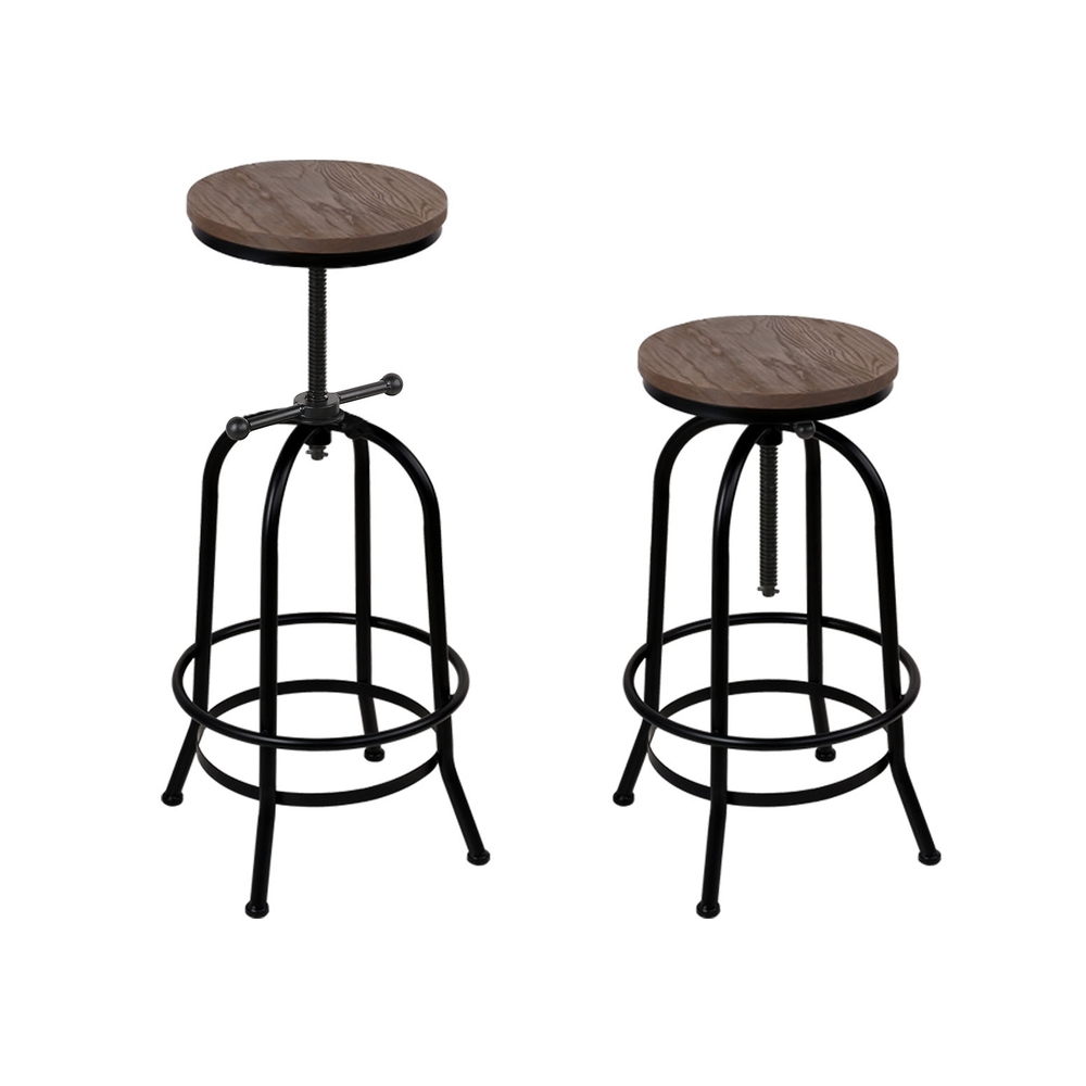 Artiss Angus 4x Vintage Wooden Bar Stools Adjustable view 3