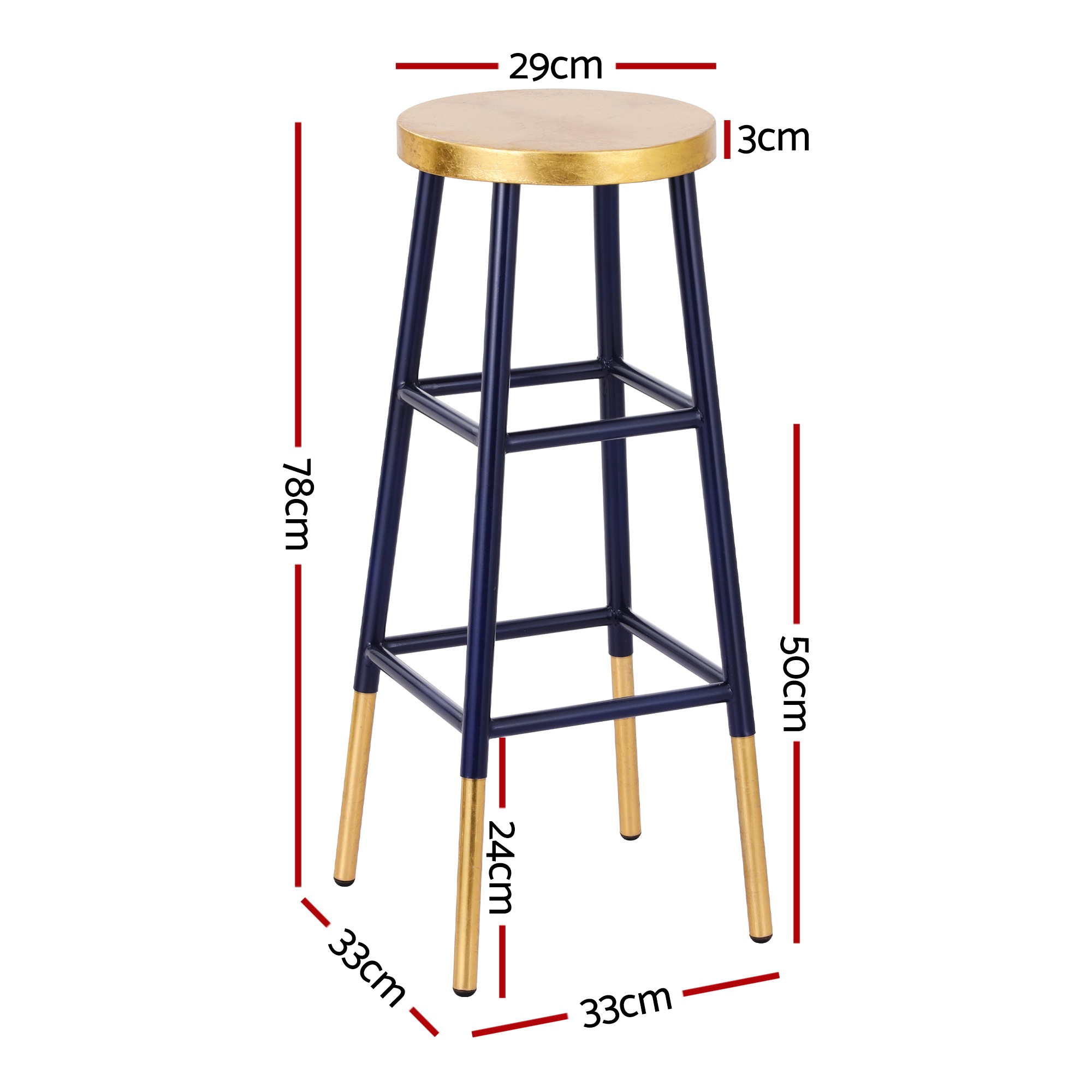 Artiss Gold and Navy Bar Stools, Single to Set of 3 view 2
