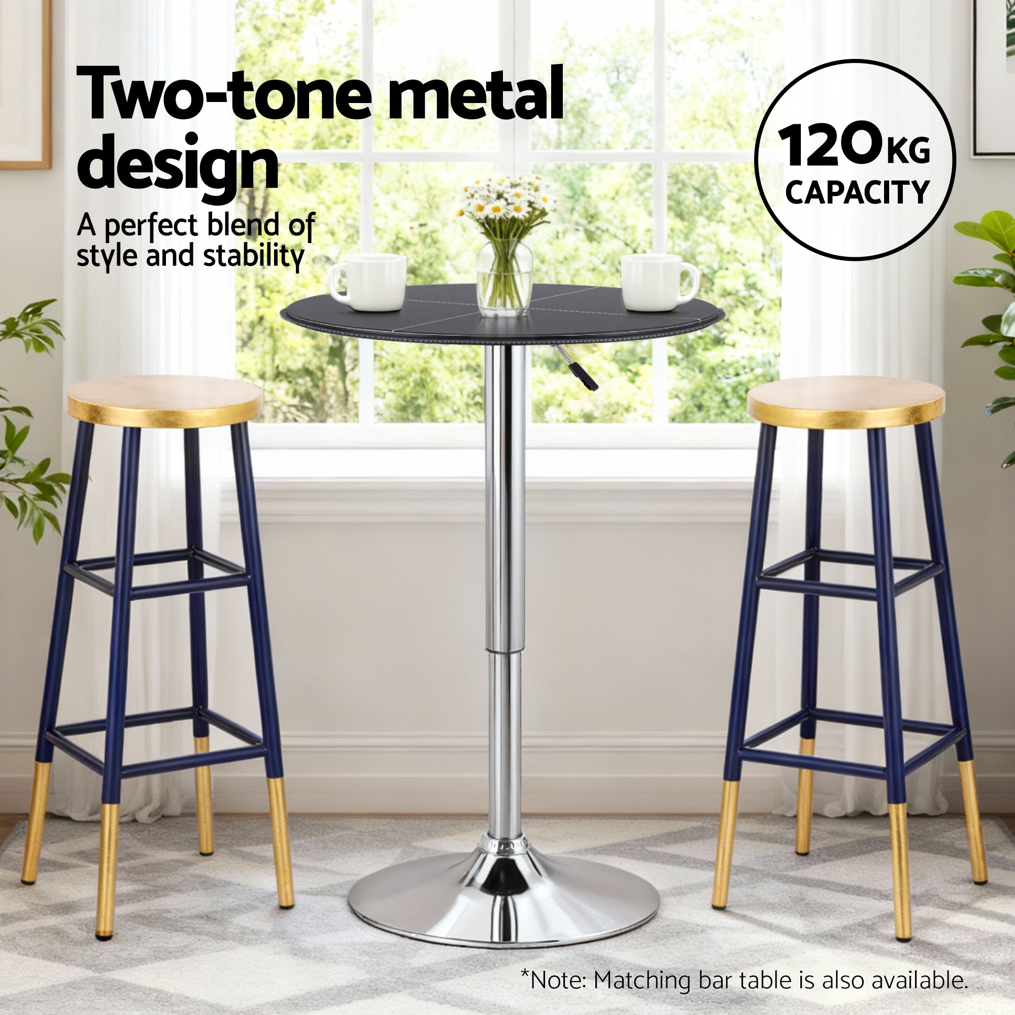 Artiss Gold and Navy Bar Stools, Single to Set of 3 view 4