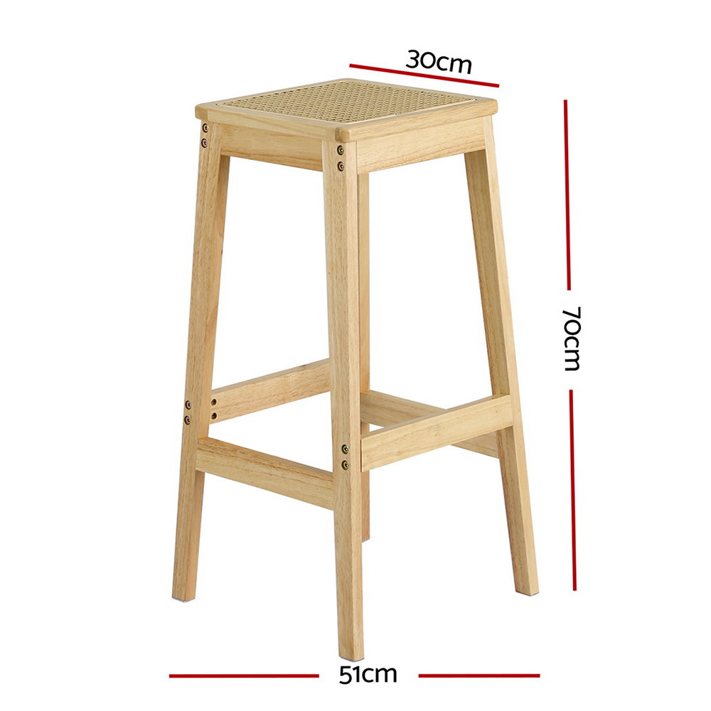 Artiss Bar Stools Rubber Wood Rattan view 2