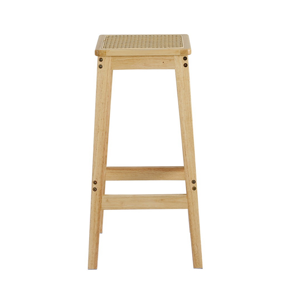 Artiss Bar Stools Rubber Wood Rattan view 3
