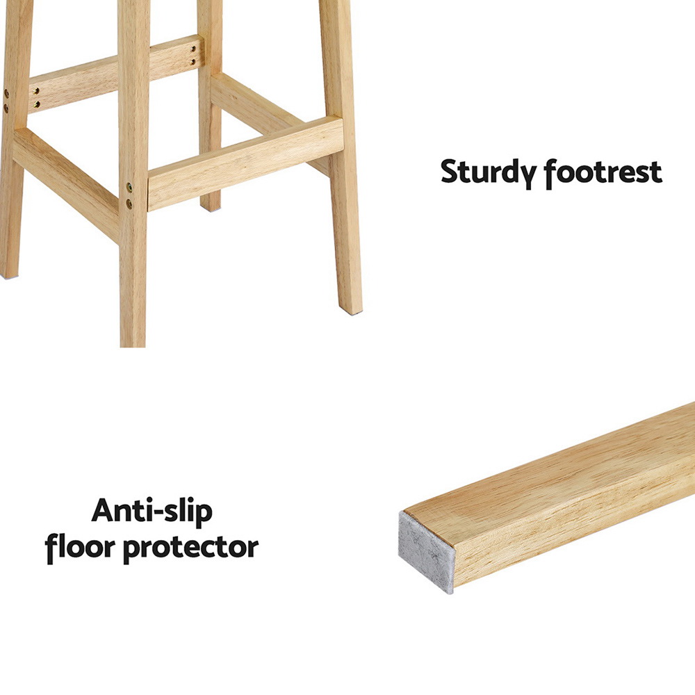 Artiss Bar Stools Rubber Wood Rattan view 5