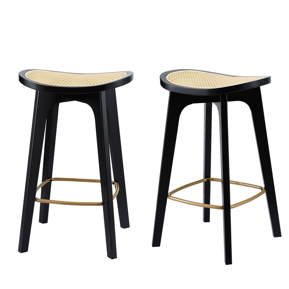 Artiss Bar Stools Rattan Bamboo Black, Set of 2 or 4