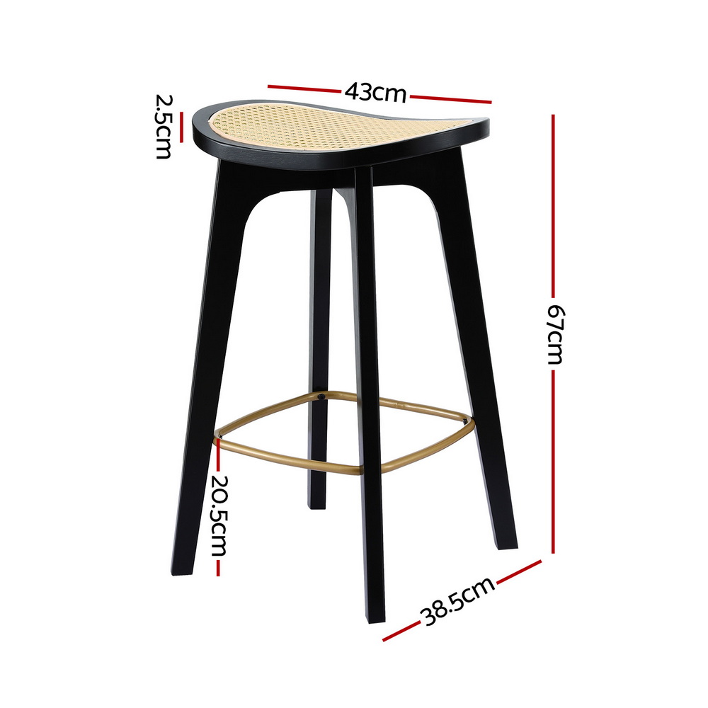 Artiss Bar Stools Rattan Bamboo Black, Set of 2 or 4 view 2