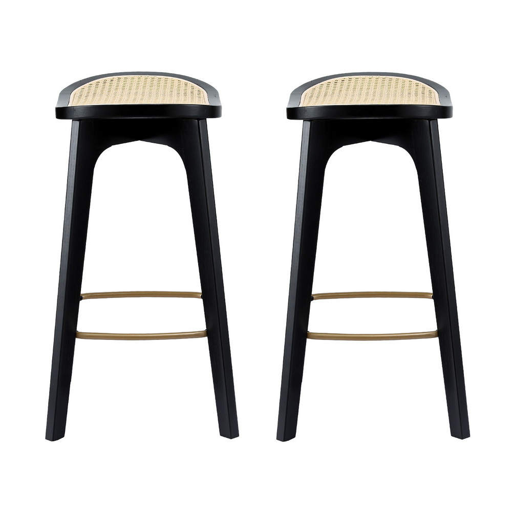Artiss Bar Stools Rattan Bamboo Black, Set of 2 or 4 view 3
