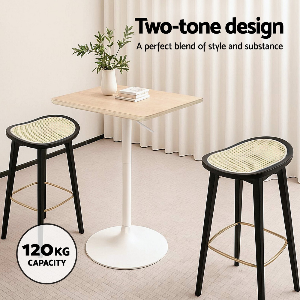 Artiss Bar Stools Rattan Bamboo Black, Set of 2 or 4 view 4