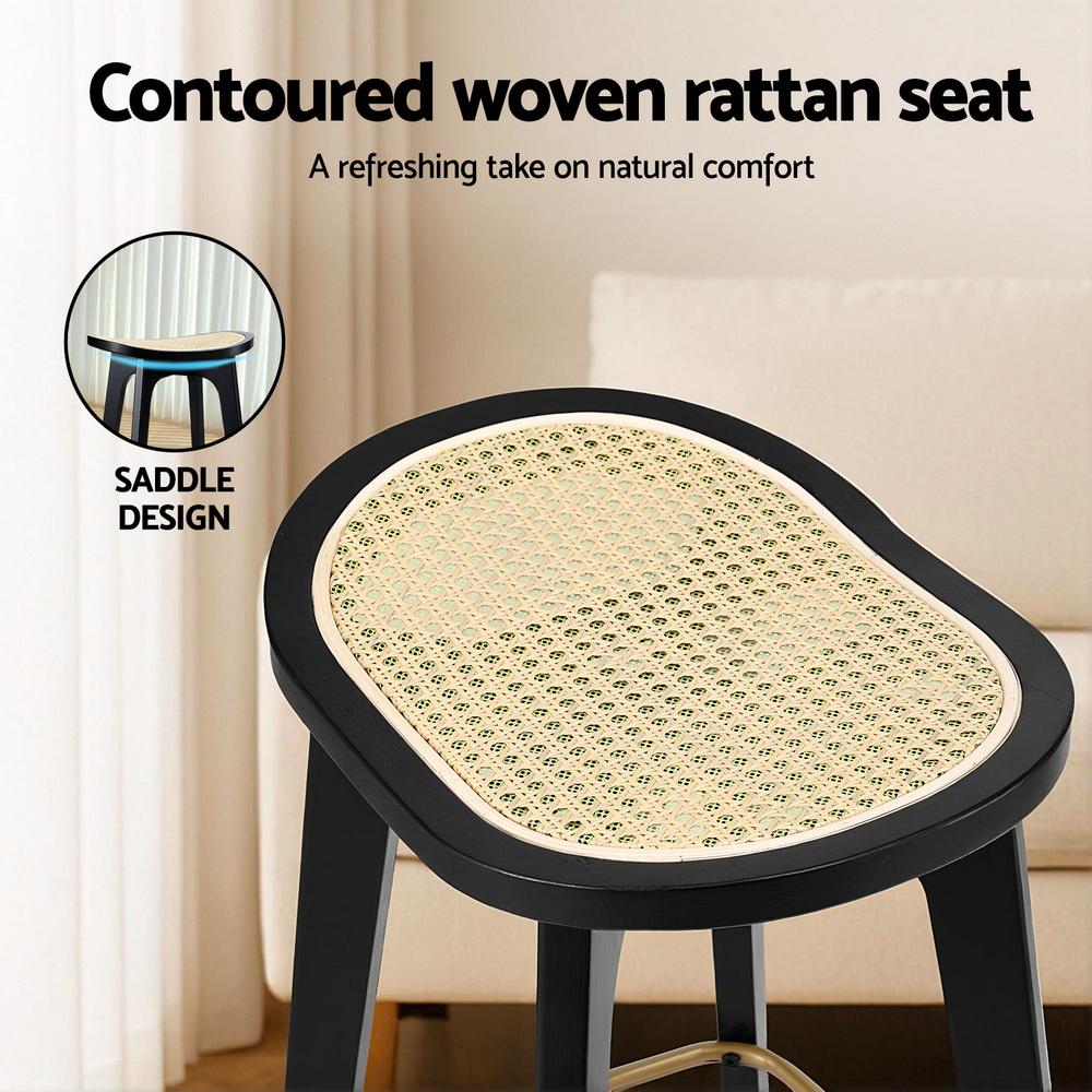 Artiss Bar Stools Rattan Bamboo Black, Set of 2 or 4 view 5
