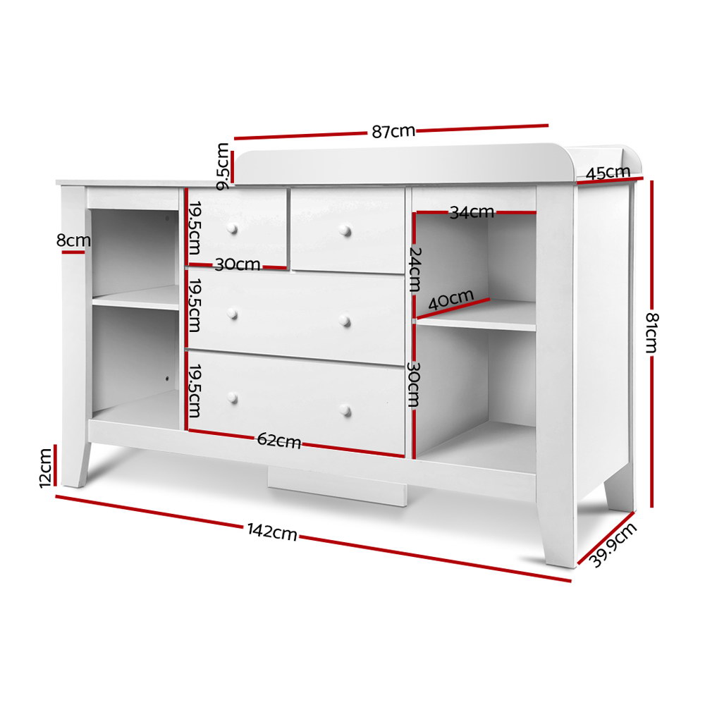 Keezi Baby Changing Table with Drawers and Shelves view 4