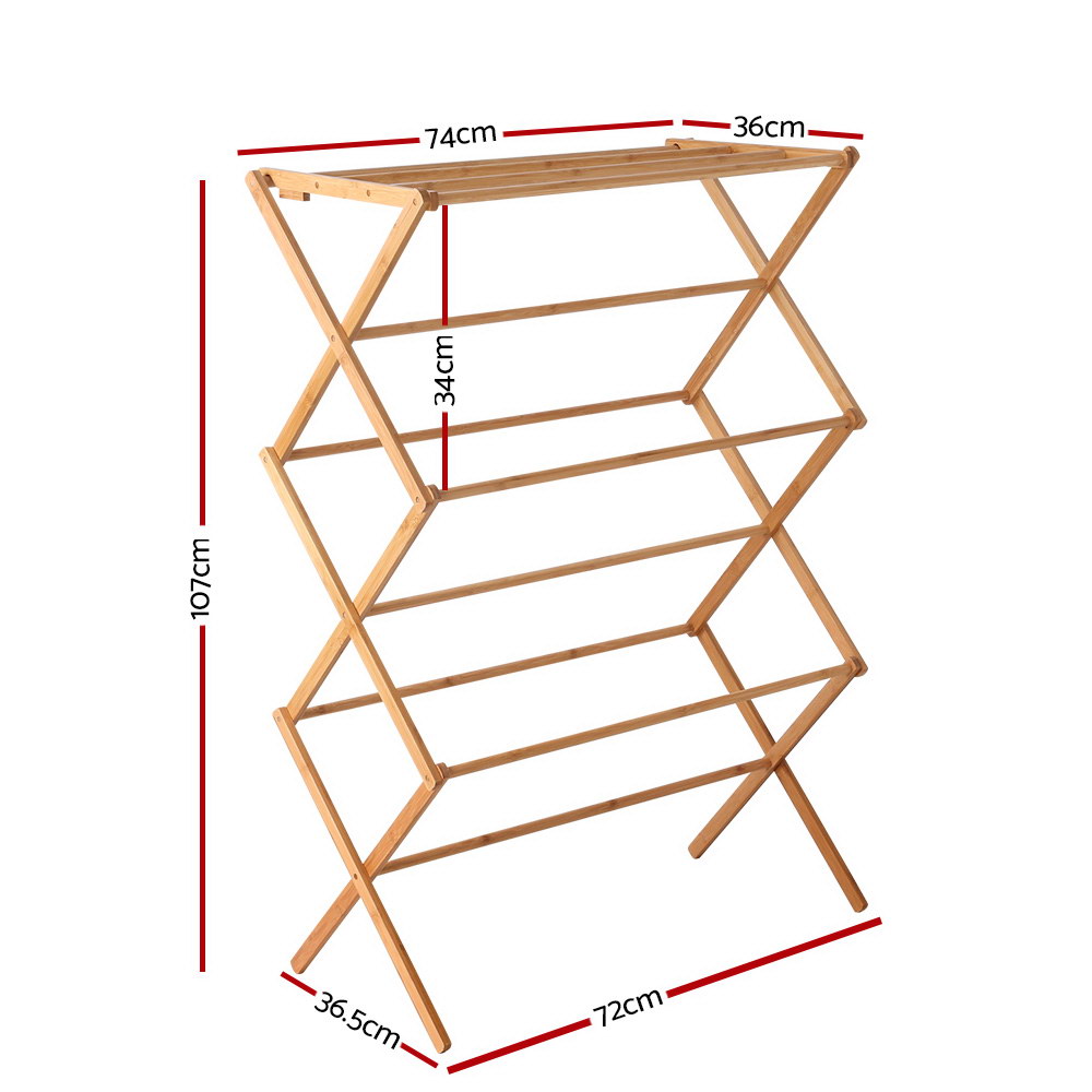 Artiss Bamboo Clothes Airer Foldable Coat Rack view 3