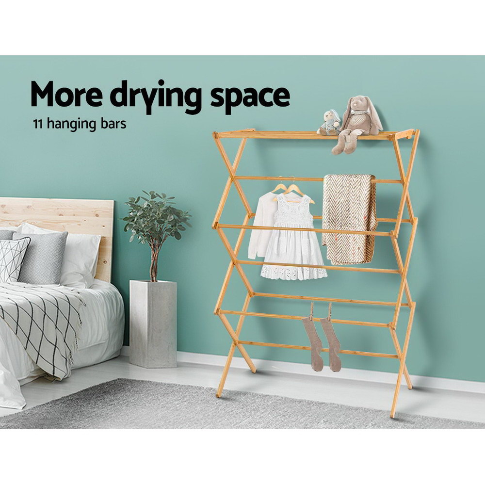 Artiss Bamboo Clothes Airer Foldable Coat Rack view 5