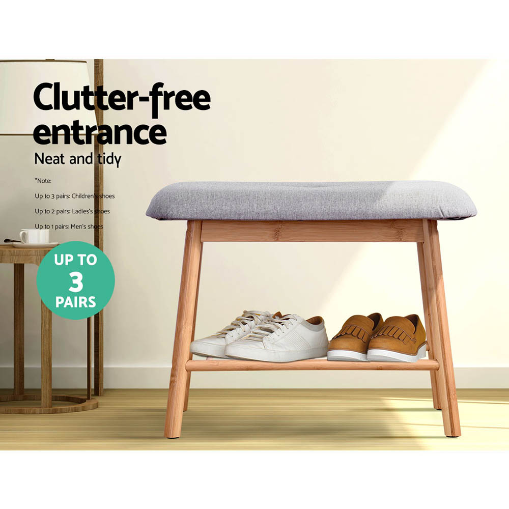 Artiss Shoe Bench with Fabric Seat, 2 Pairs view 4