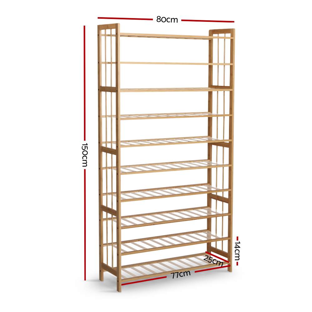Artiss Bamboo Shoe Rack Cabinet 10-Tier 50 Pairs view 4