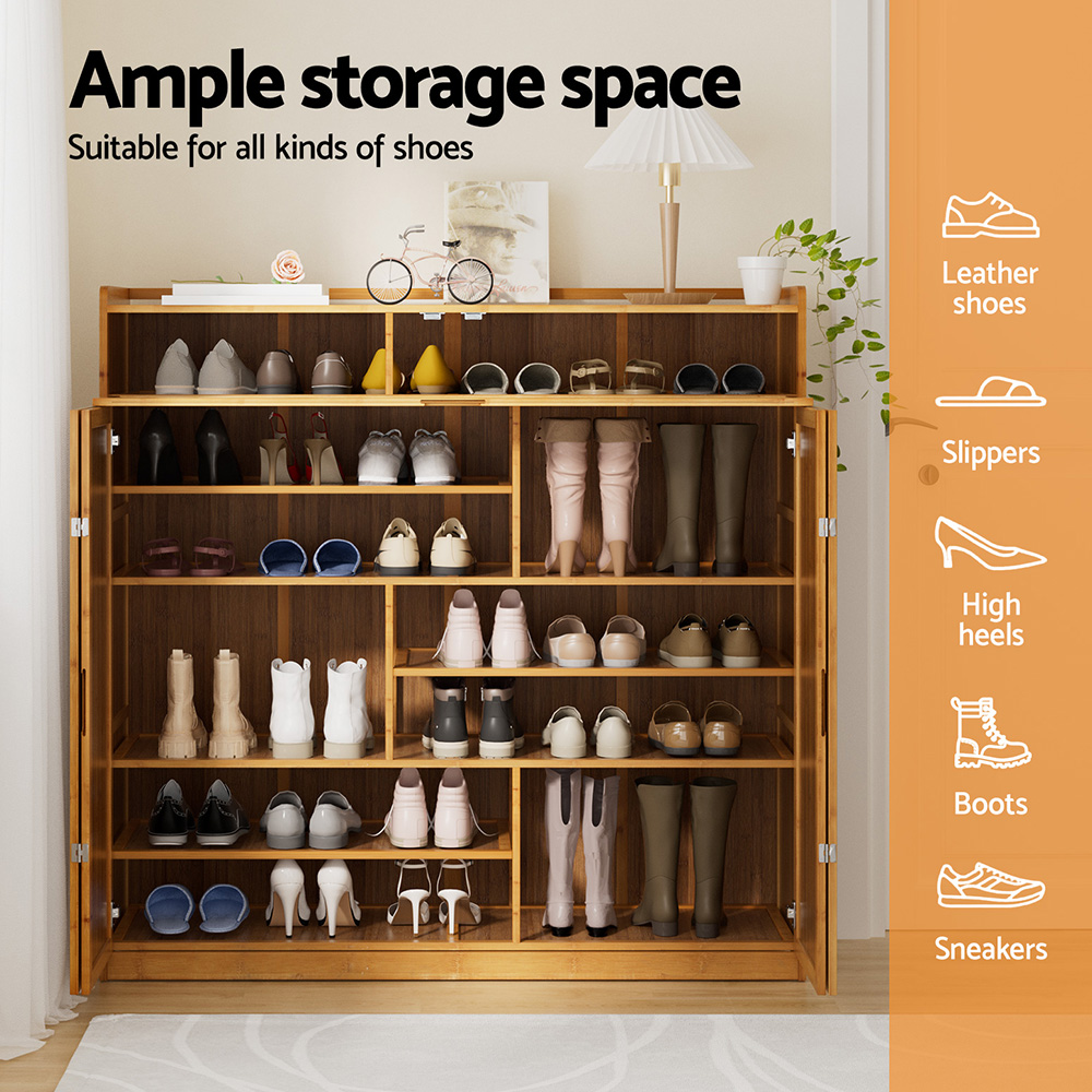 Artiss Bamboo Shoe Rack Cabinet 30 Pairs Storage Cupboard view 5
