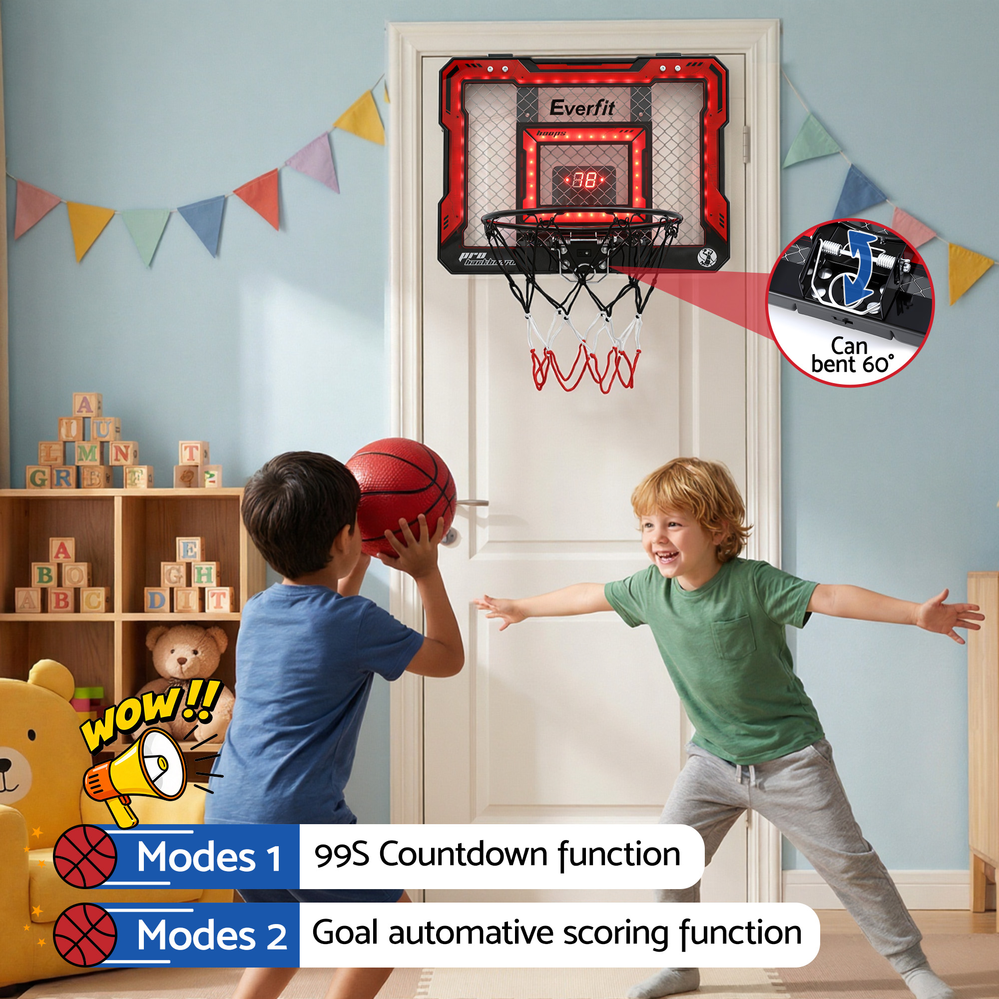 Everfit Mini Basketball Hoop Over Door LED Scoreboard view 5