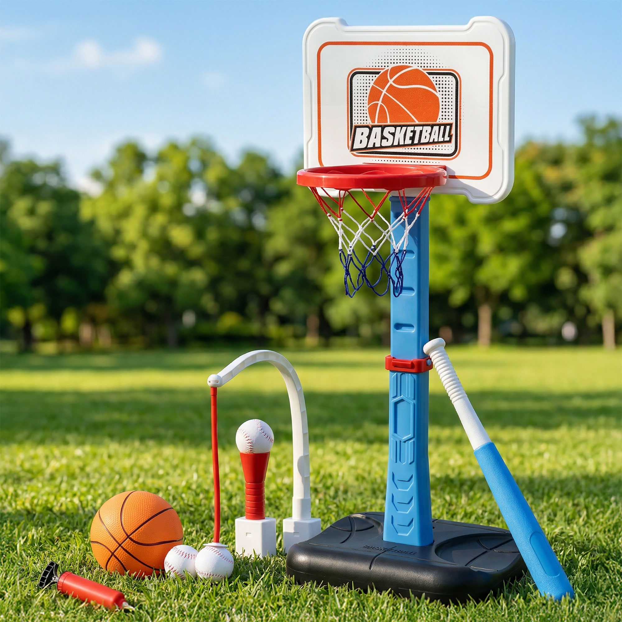 Keezi Kids Basketball Hoop Stand with Baseball Set