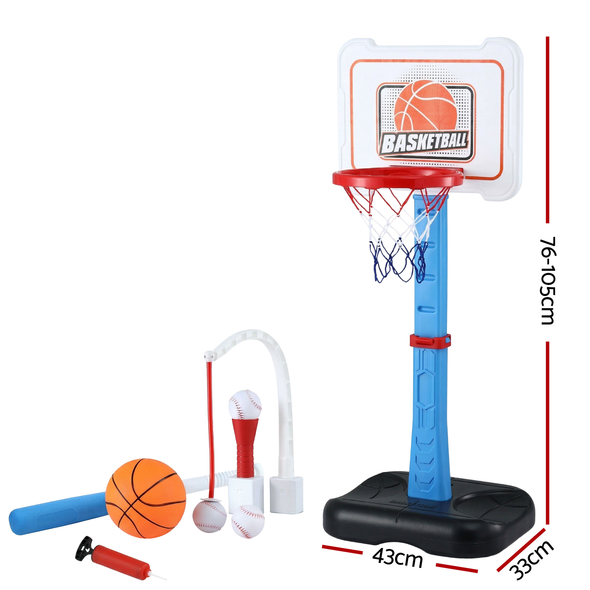 Keezi Kids Basketball Hoop Stand with Baseball Set view 2