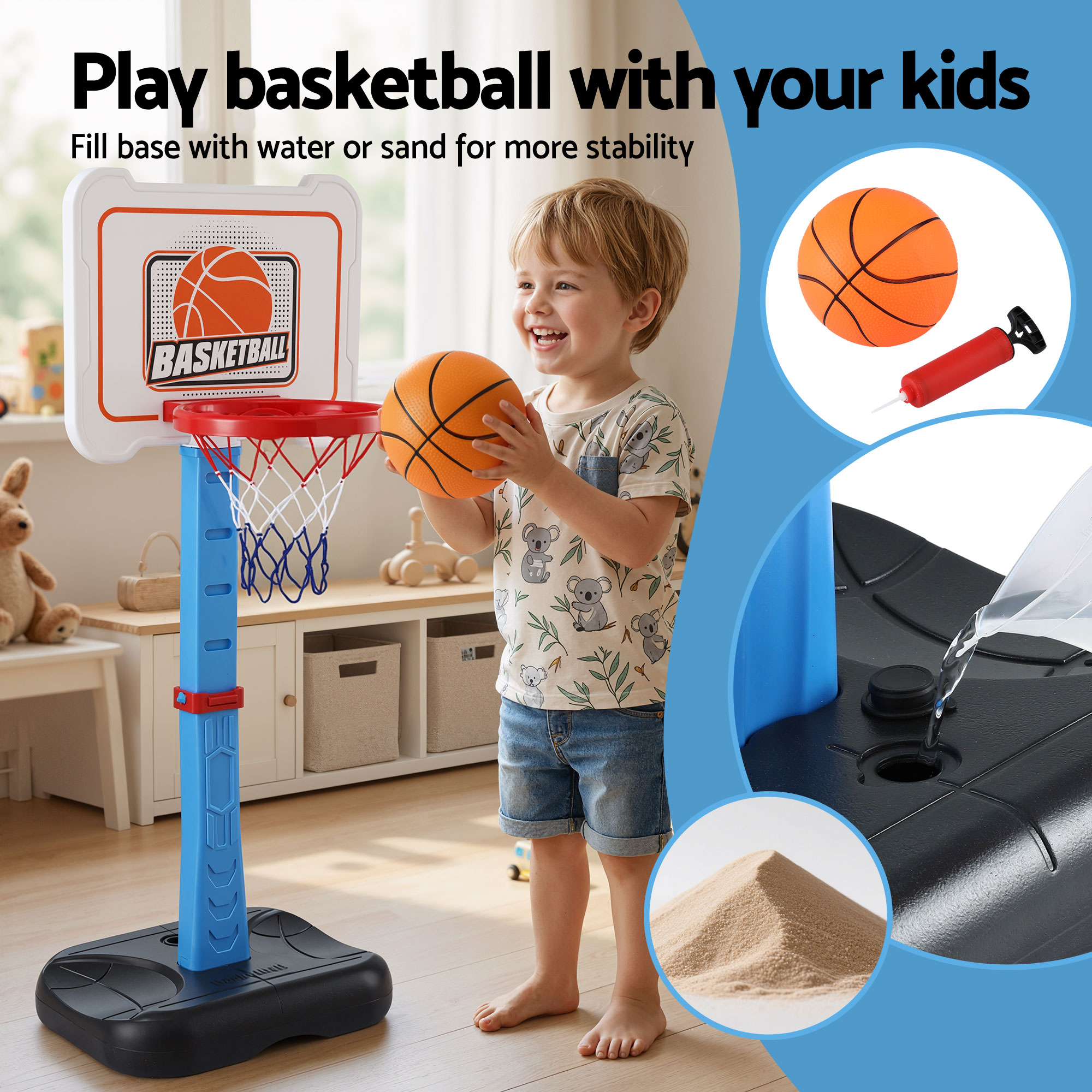 Keezi Kids Basketball Hoop Stand with Baseball Set view 4