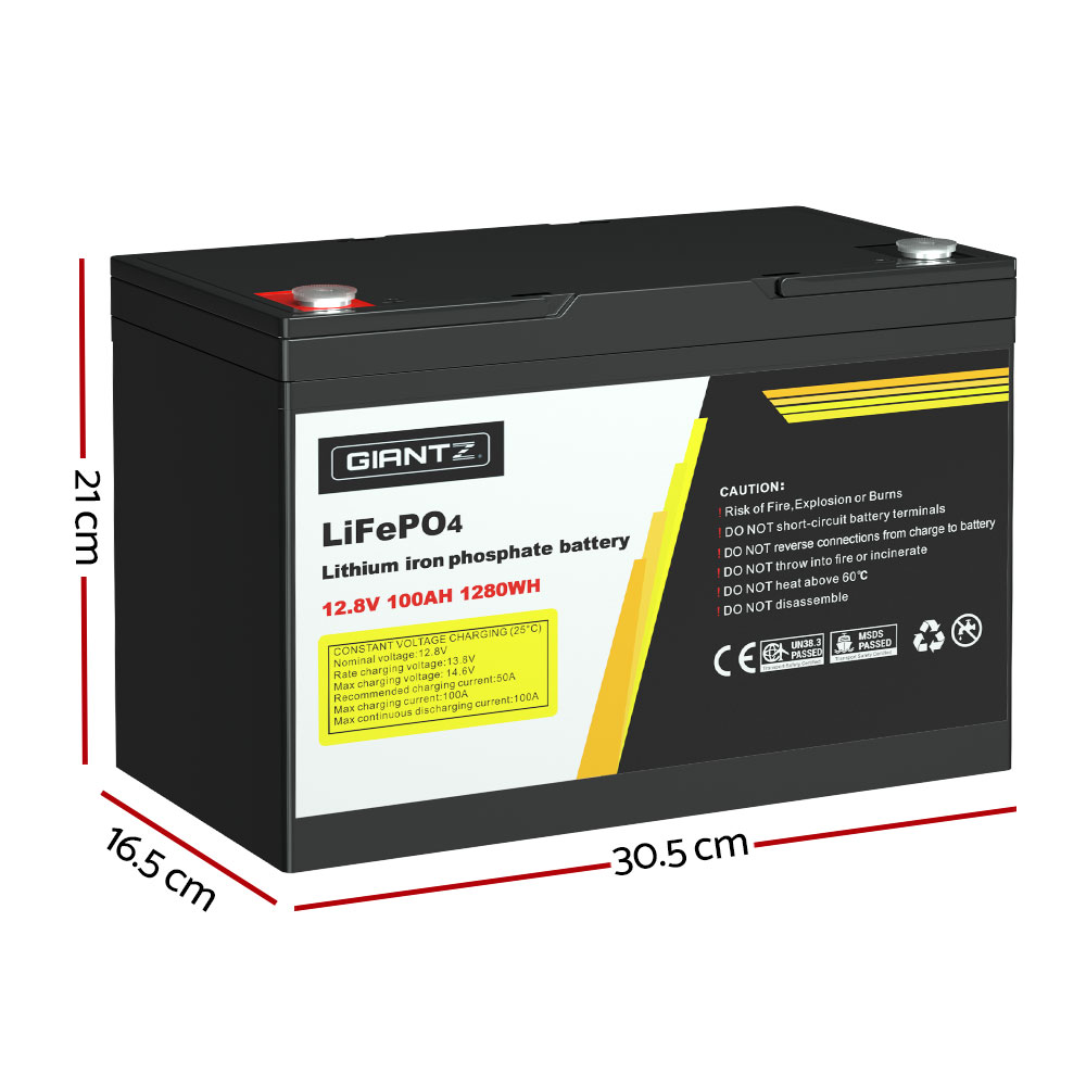 Giantz 12V 100Ah Lithium Battery LiFePO4 Deep Cycle view 2