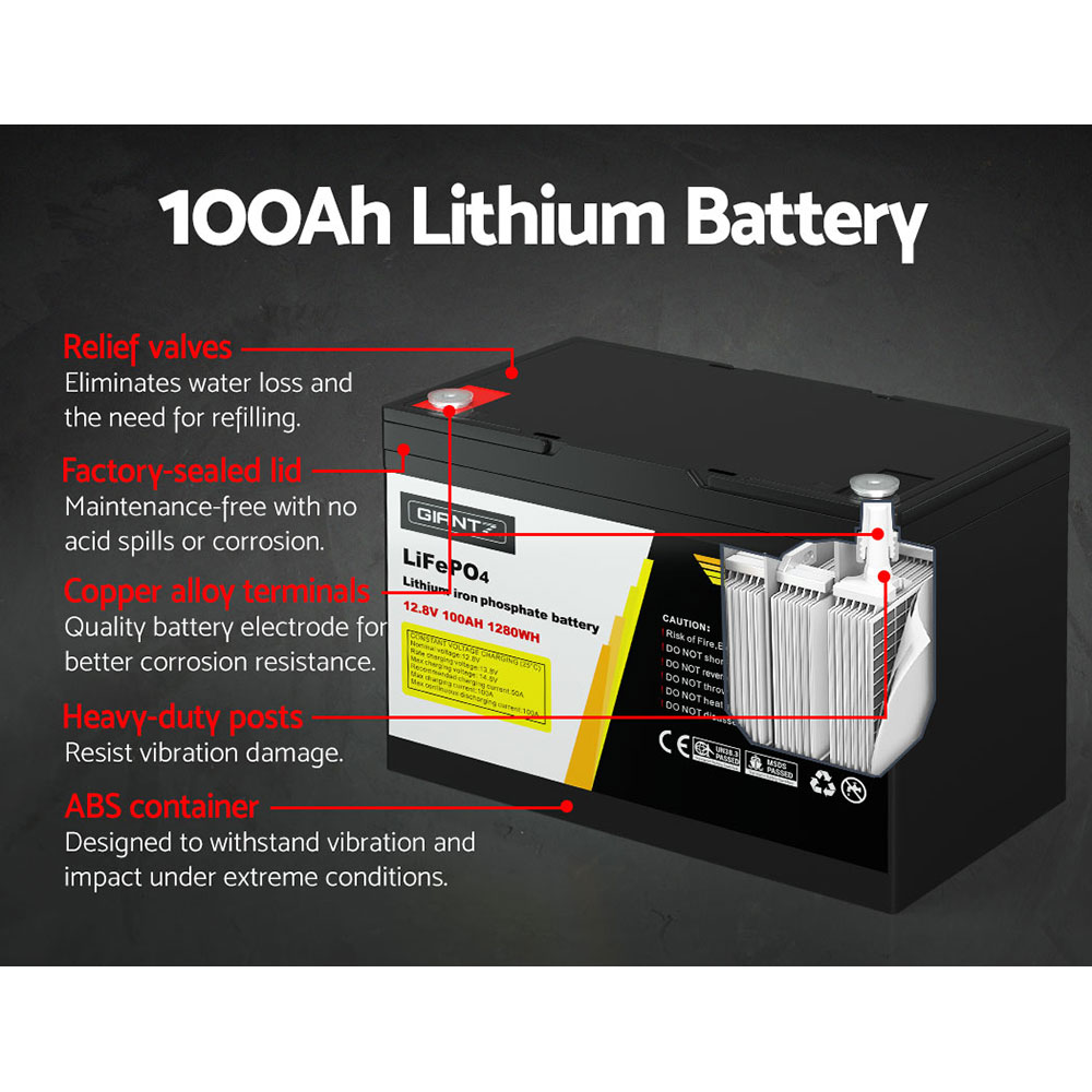 Giantz 12V 100Ah Lithium Battery LiFePO4 Deep Cycle view 4