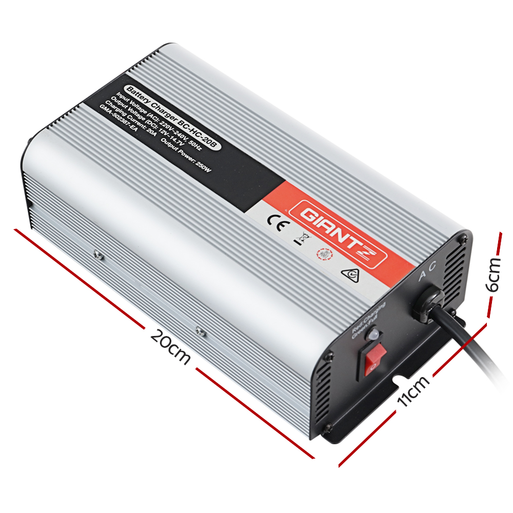 Giantz 12V 20A Car Battery Charger, Black or Silver view 2