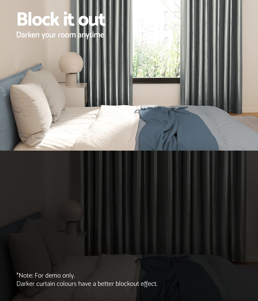 Artiss Blockout Curtains Eyelet in 2 Colours view 4