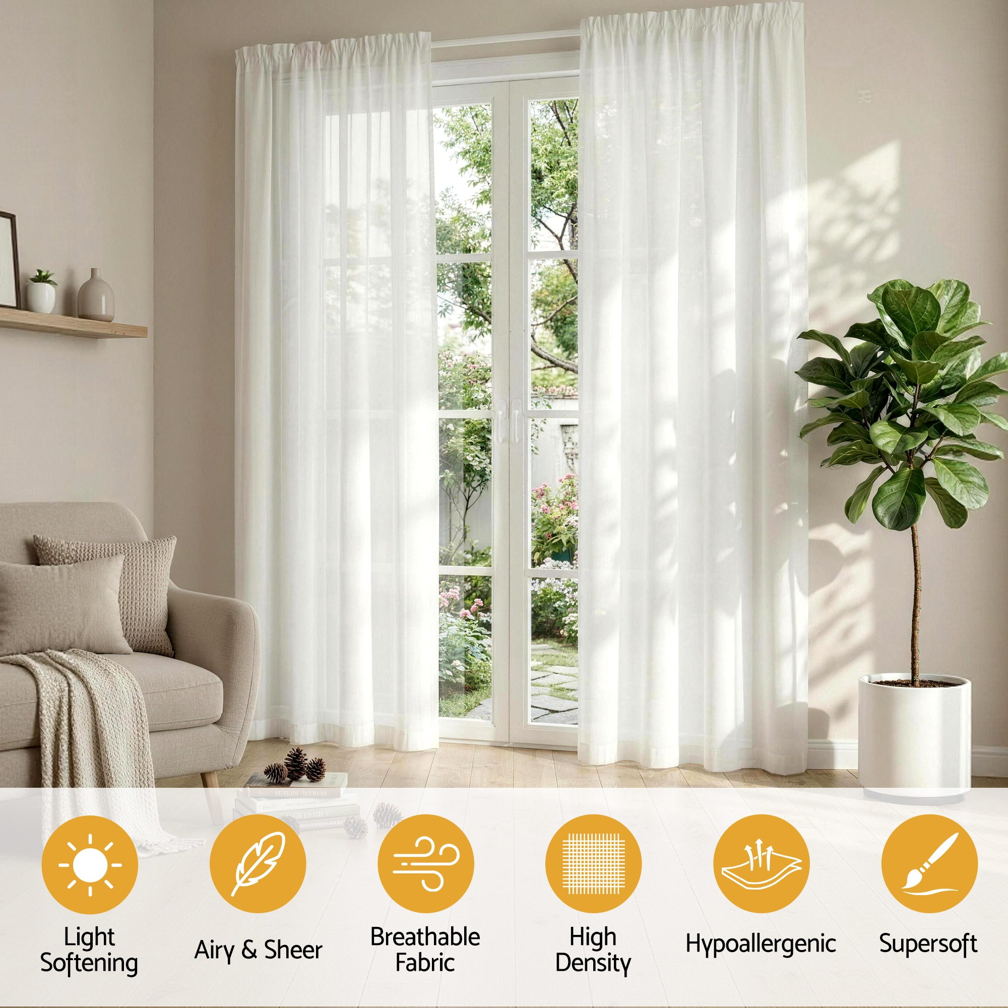 Artiss Blockout Curtains Light Filtering in 2 Sizes view 5