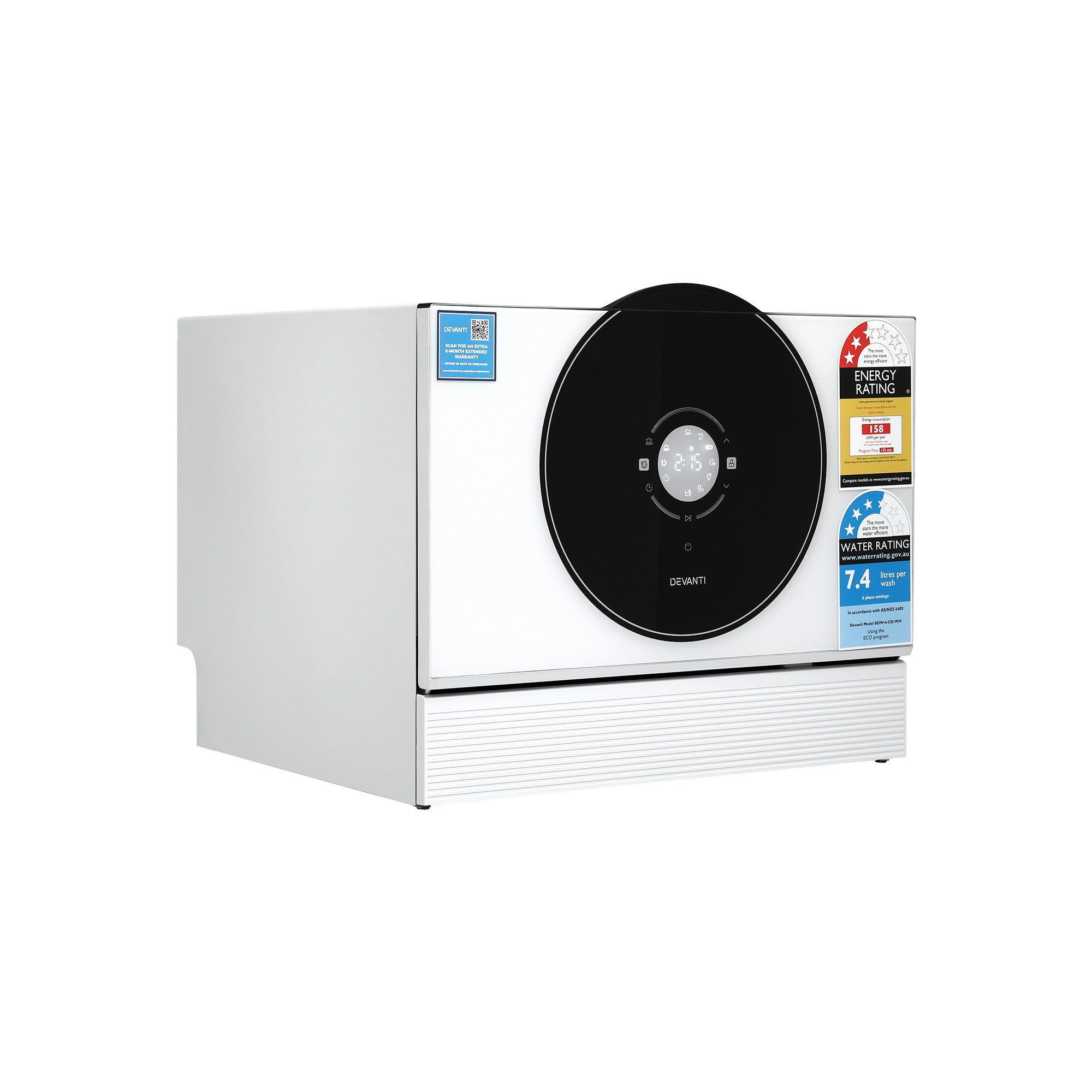 Devanti 6-Place Benchtop Dishwasher 50cm view 3