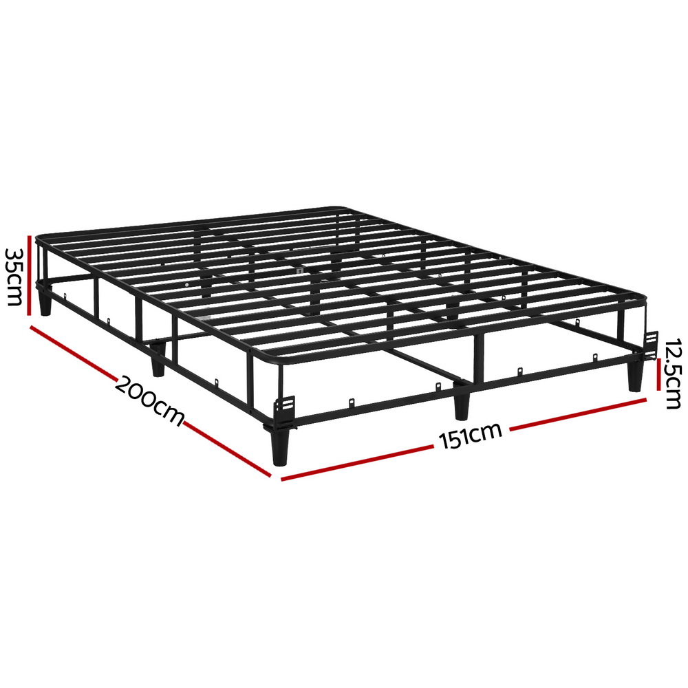 Artiss MASON Metal Bed Frame with Fabric Cover, Grey view 2